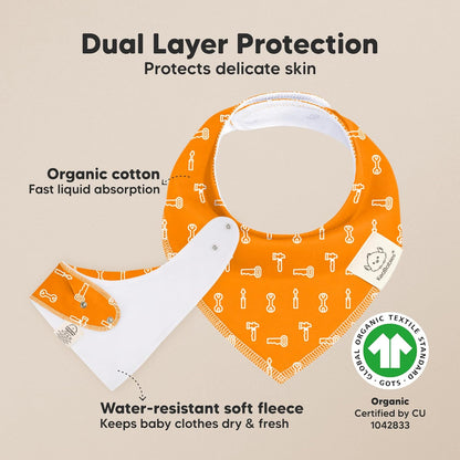 8-Pack Organic Baby Bandana Bibs for Boys, Girls - Super Absorbent Triangle Baby Bibs for Drooling and Teething Infant, 100% Cotton Extra Soft for Newborn, Infant 0-36 Months (Builders)