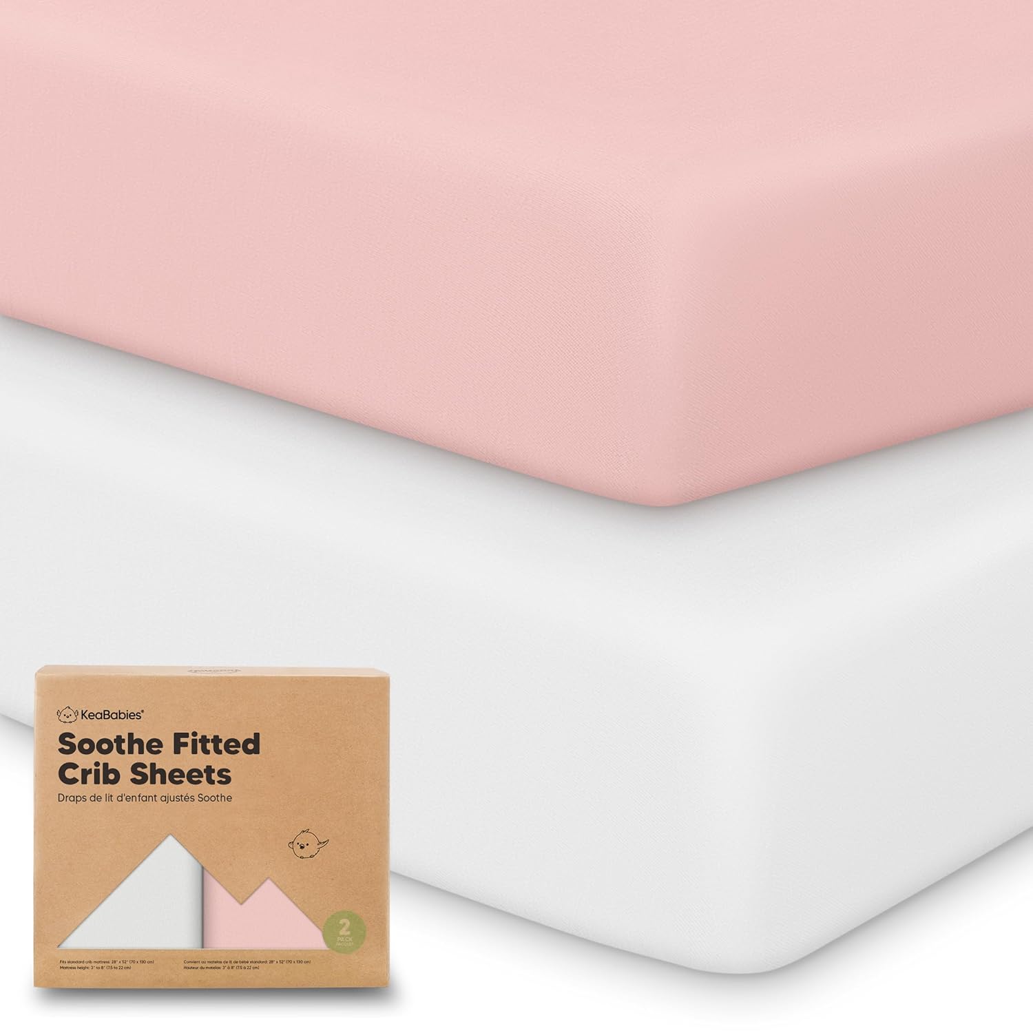 KeaBabies 2-Pack Organic Crib Sheets for Boys, Girls - 52x28 Fitted Crib Mattress Sheet Neutral