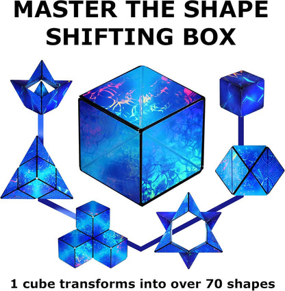 SHASHIBO Shape Shifting Box - Award-Winning, Patented Fidget Cube w/ 36 Rare Earth Magnets - Transforms Into Over 70 Shapes, Download Fun in Motion Toys Mobile App (Holographic - Vapor)