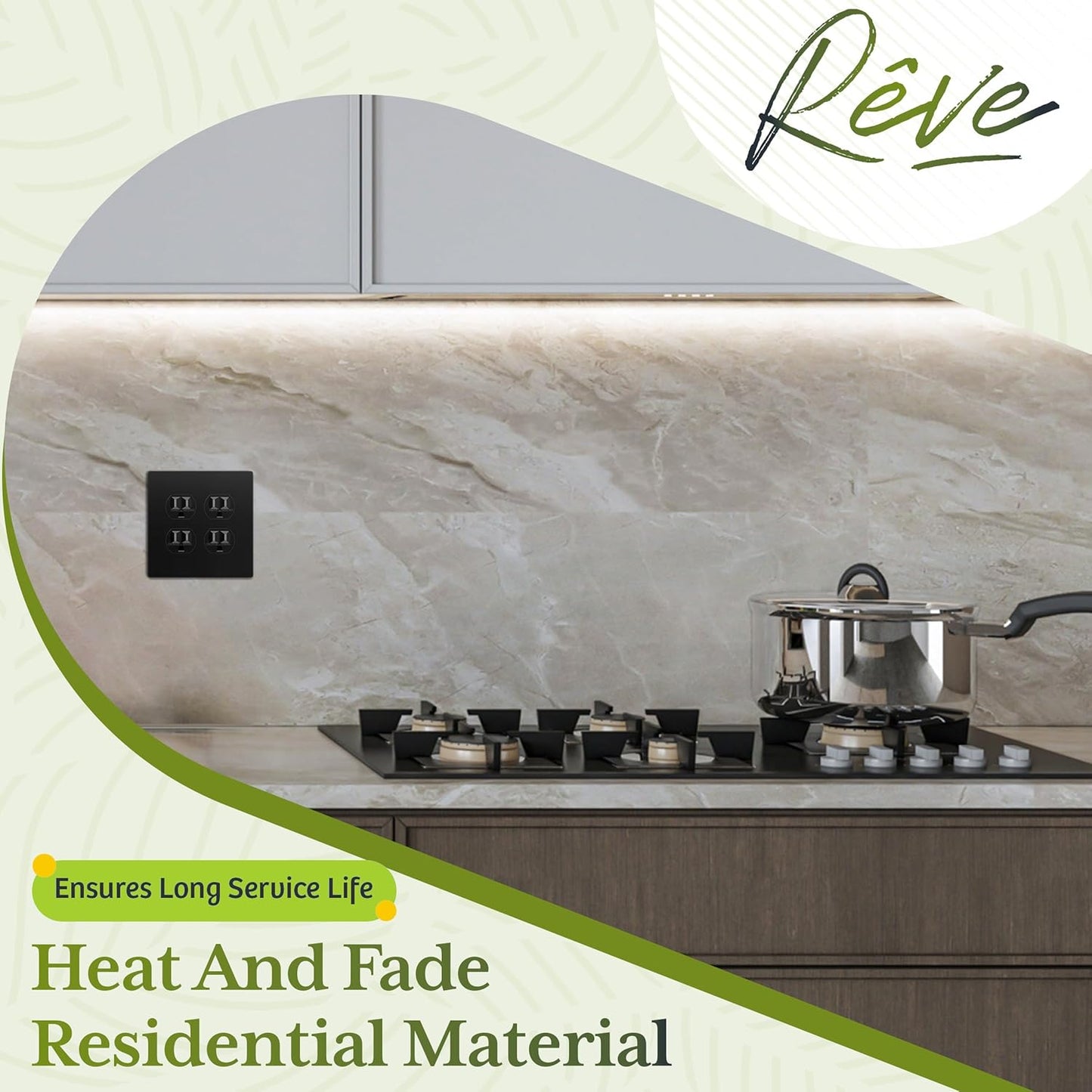 TG Screwless Duplex Wall Plate, Child Safe Double Receptacle Outlet Cover, Standard Size, 2-Gang 4.68" x 4.73", Unbreakable Polycarbonate Thermoplastic, UL Listed, SP-S2-BK, Glossy, Black