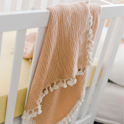 Crane Baby 6-Layer Quilt Muslin Swaddle Blanket, Soft Cotton Lightweight Nursery and Stroller Blanket for Baby Boys & Girls, Copper, 30 X 40