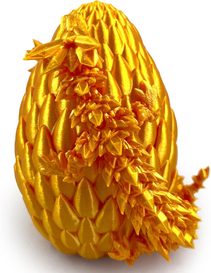 3D Printed Dragon in Egg,Full Articulated Dragon Dragon with Dragon Egg,Flexible Joints Suitable for Administrative Desk (Yellow)