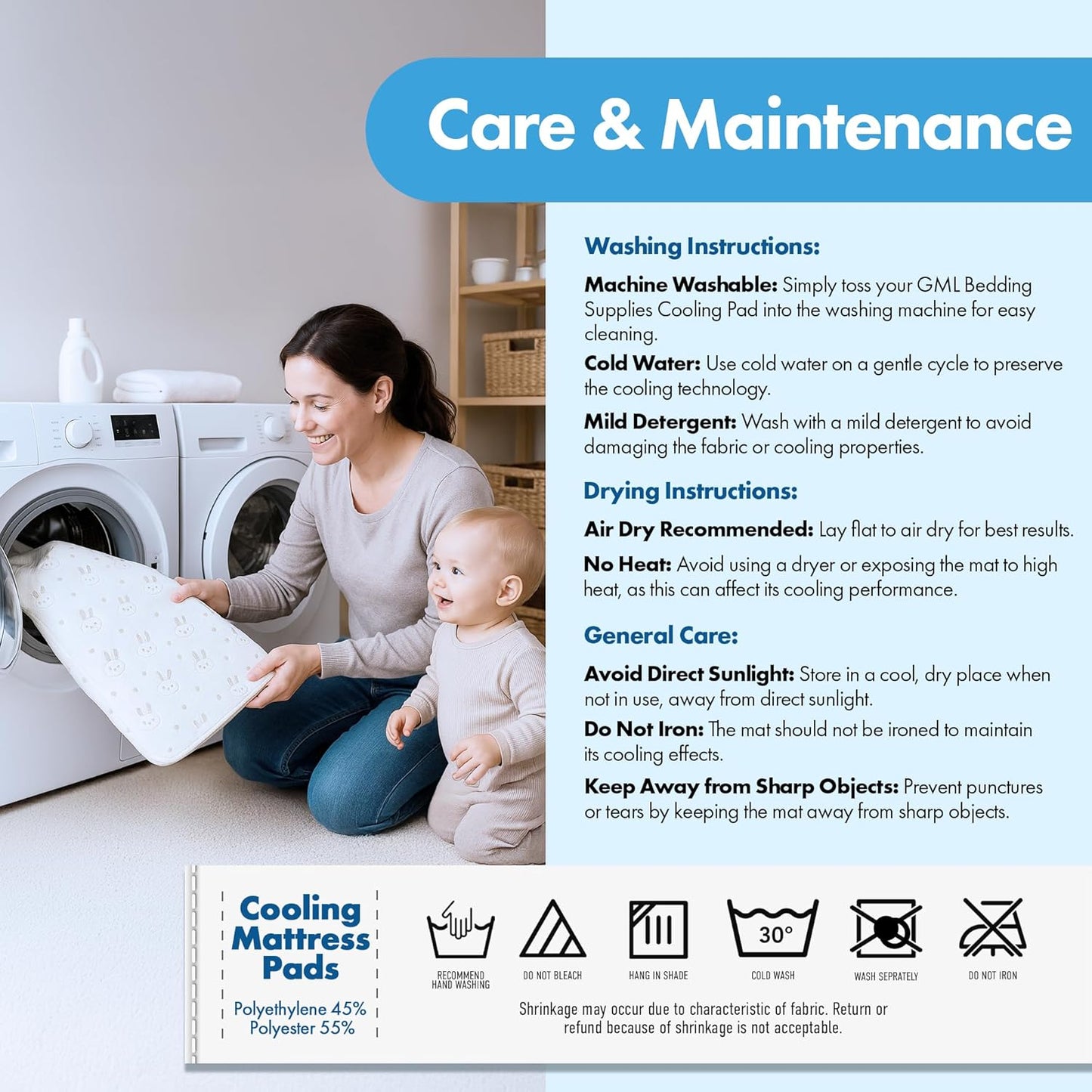 GML Bunny Cooling Crib Mattress Pad – Waterproof, Breathable Baby Mattress Protector for Toddler