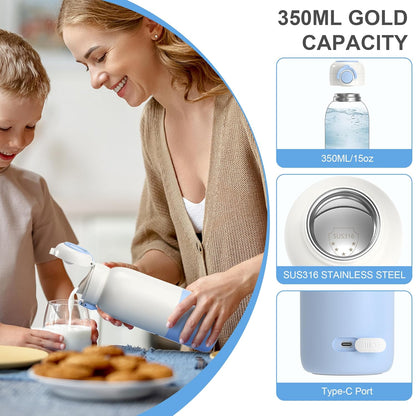 Portable Bottle Warmer for Travel,12.5oz Cordless Baby Milk Warmer on The go for
