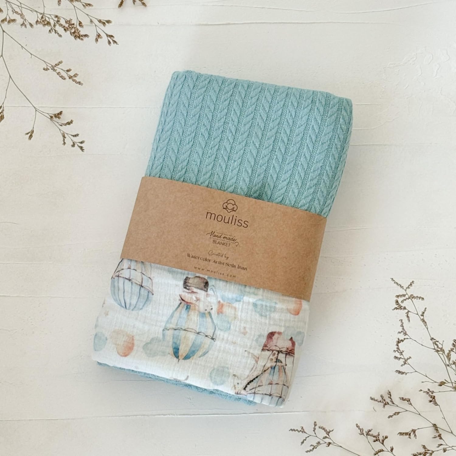 Personalized Baby Blanket with Name – Handmade 100% Organic Cotton Newborn Gift | Custom Knit
