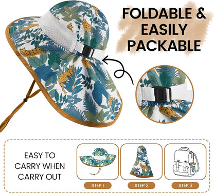 Baby Sun Hat with Neck Flap for Sun Protection Toddler Beach Hat UPF 50+ Outdoors 0-6 Years Boys Girls