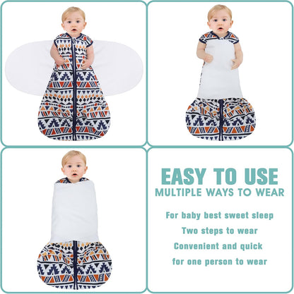 Newborn Sleep Sack Baby Swaddle,3-Way Adjustable Wearable Blanket,100% Rayon Cotton Swaddling Sleeping Bag，TOG 0.5 (Soccer & Triangles, 3-6 Months)