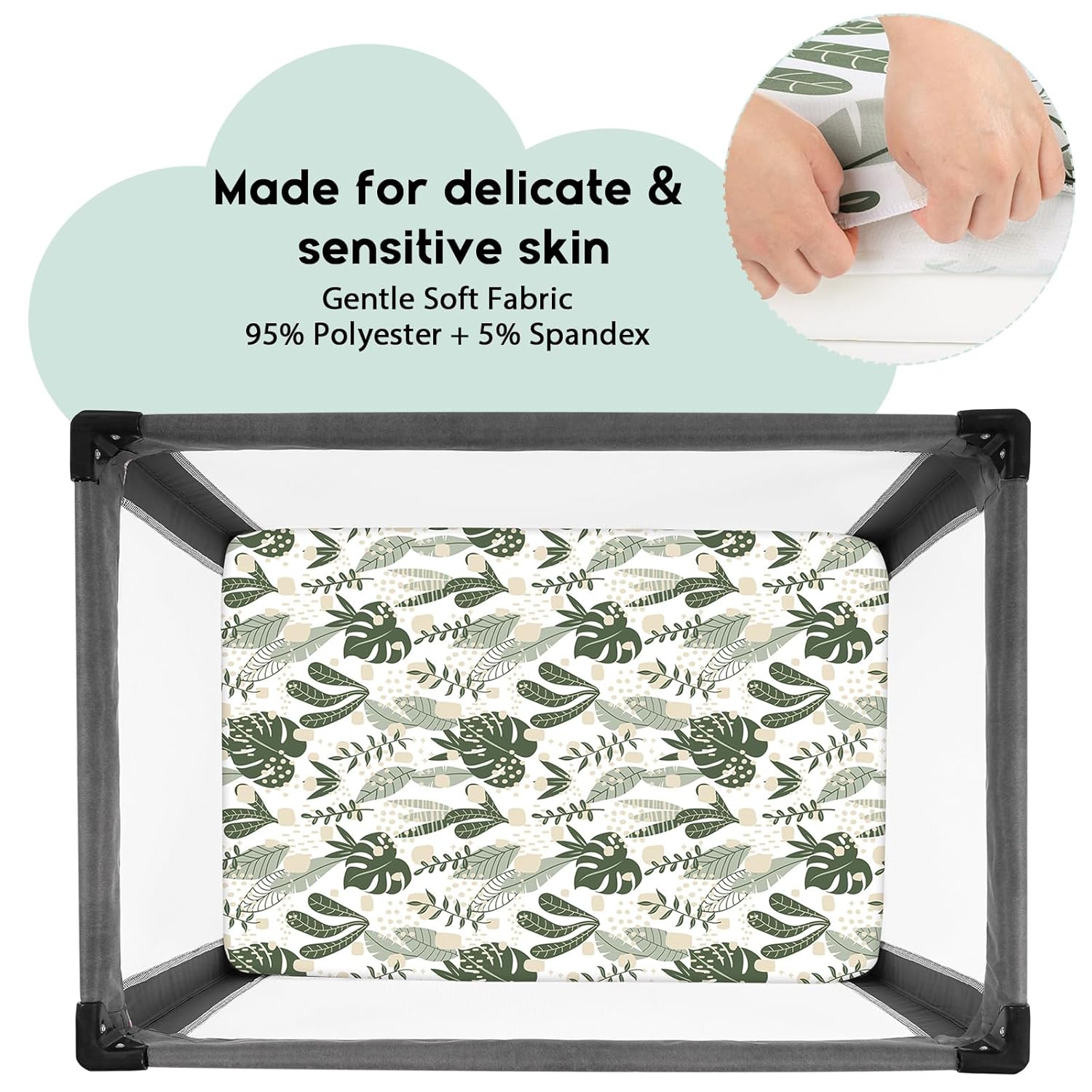 Yoofoss Pack and Play Sheets Fitted, Mini Crib Sheets 2-Pack for Pack N Play Mattress, Stretchy