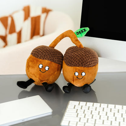 Acorn Nuts Plushie, Funny Meme Gag Gift, Comical Plush Collectible, White Elephant, Stocking Stuffer Present, Great for Emotional Support, Fun Desk Accessory, Weighted Base for Display
