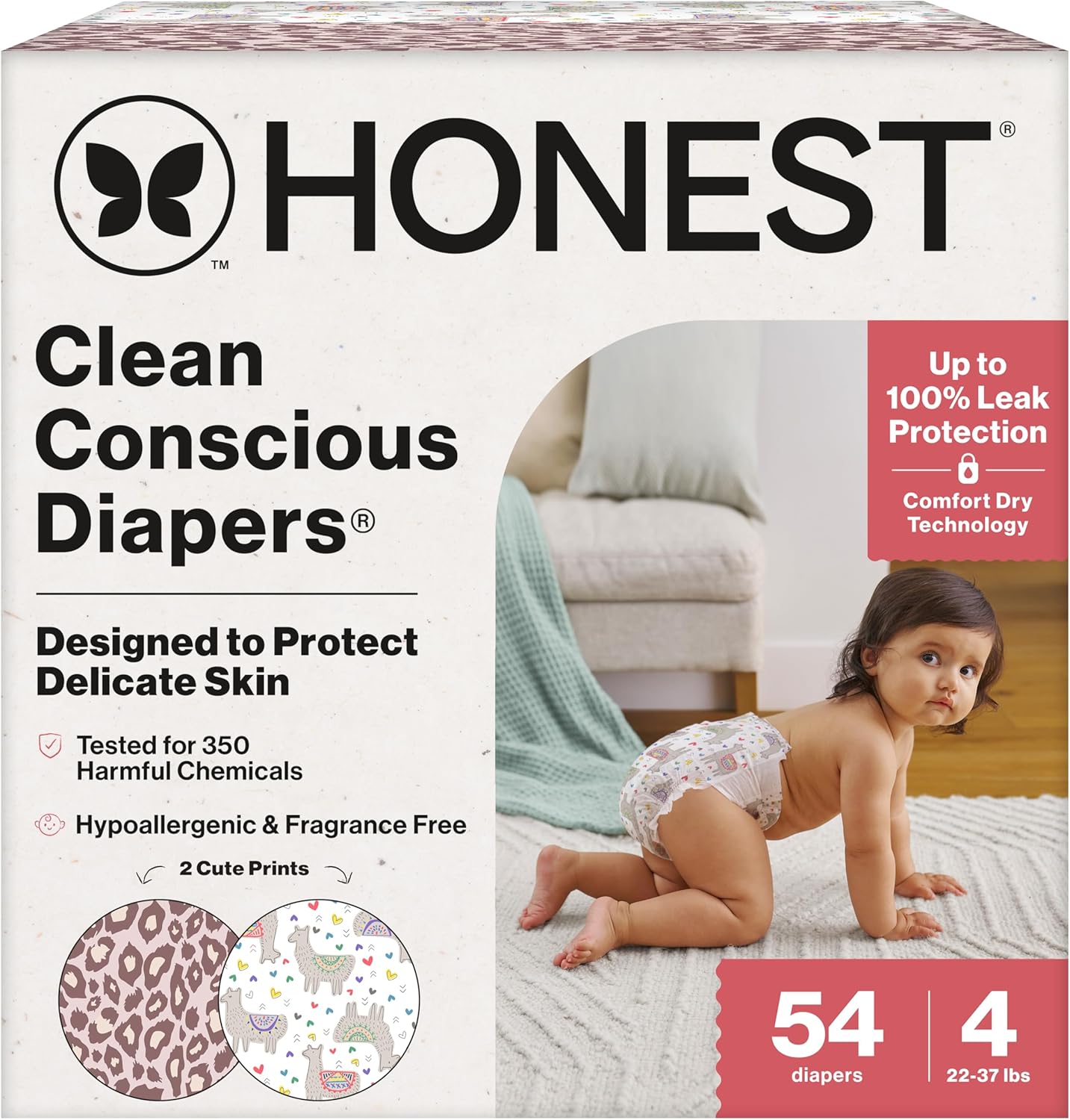 The Honest Company Clean Conscious Diapers for Delicate Skin | Up to 100% Leakproof |