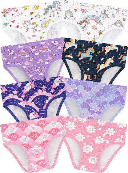 Girls' Underwear,Soft Cotton Tagless Panties for Toddlers' & Little Kids Comfort,Breathable Briefs,8-Pack