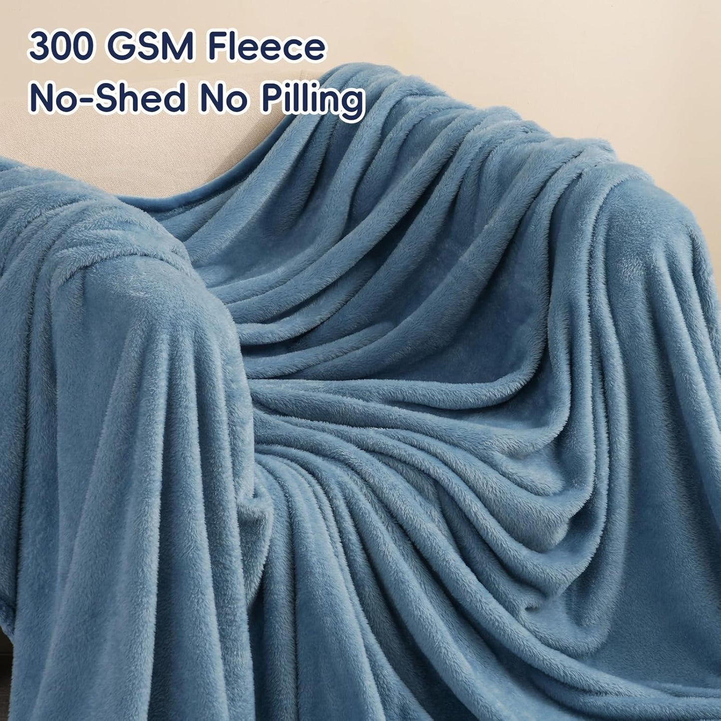 PHF Ultra Soft Fleece Blanket Queen Size, No Shed No Pilling Luxury Plush Cozy 300GSM Lightweight