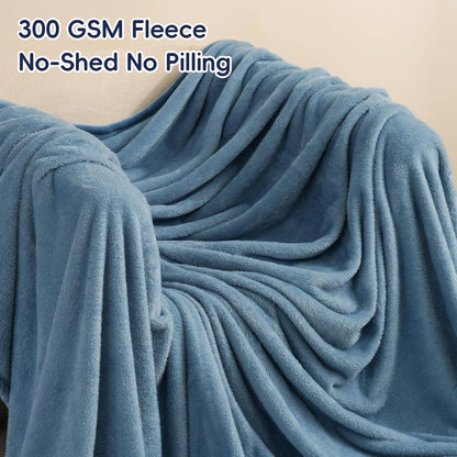 PHF Ultra Soft Fleece Blanket Queen Size, No Shed No Pilling Luxury Plush Cozy 300GSM Lightweight