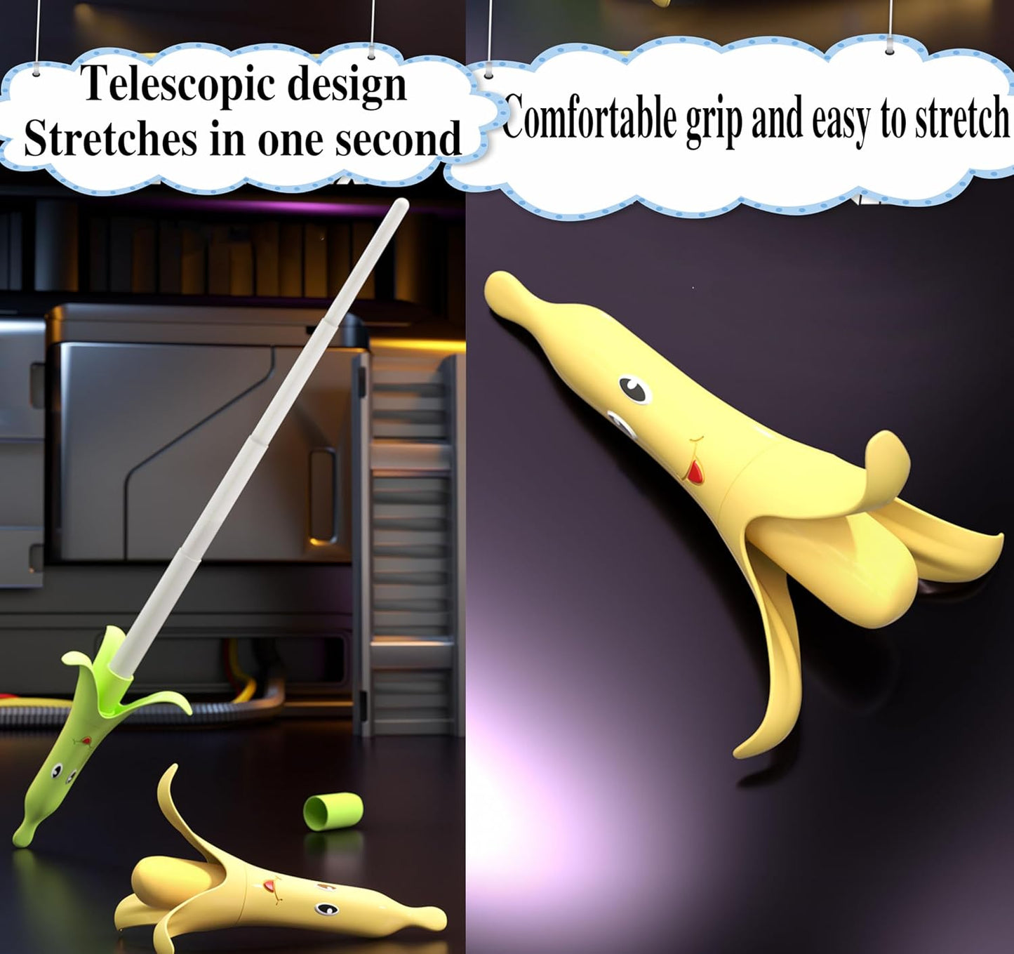 3D Printed Retractable Samurai Sword Fidget Toy Model for Decompression and Creative Play - Unique Plastic EDC Gift Small Banana Sword Yellow