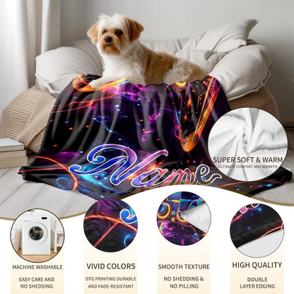 Ship Next Day, Custom Gaming Blanket - Printed in USA, Personalized Game Themed Blanket, Custom