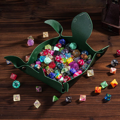 DND Dice Rolling Tray, Portable Dice Tray Unique Turtle Shape Dice Storage Organizer D&D Gift for RPG Game Players