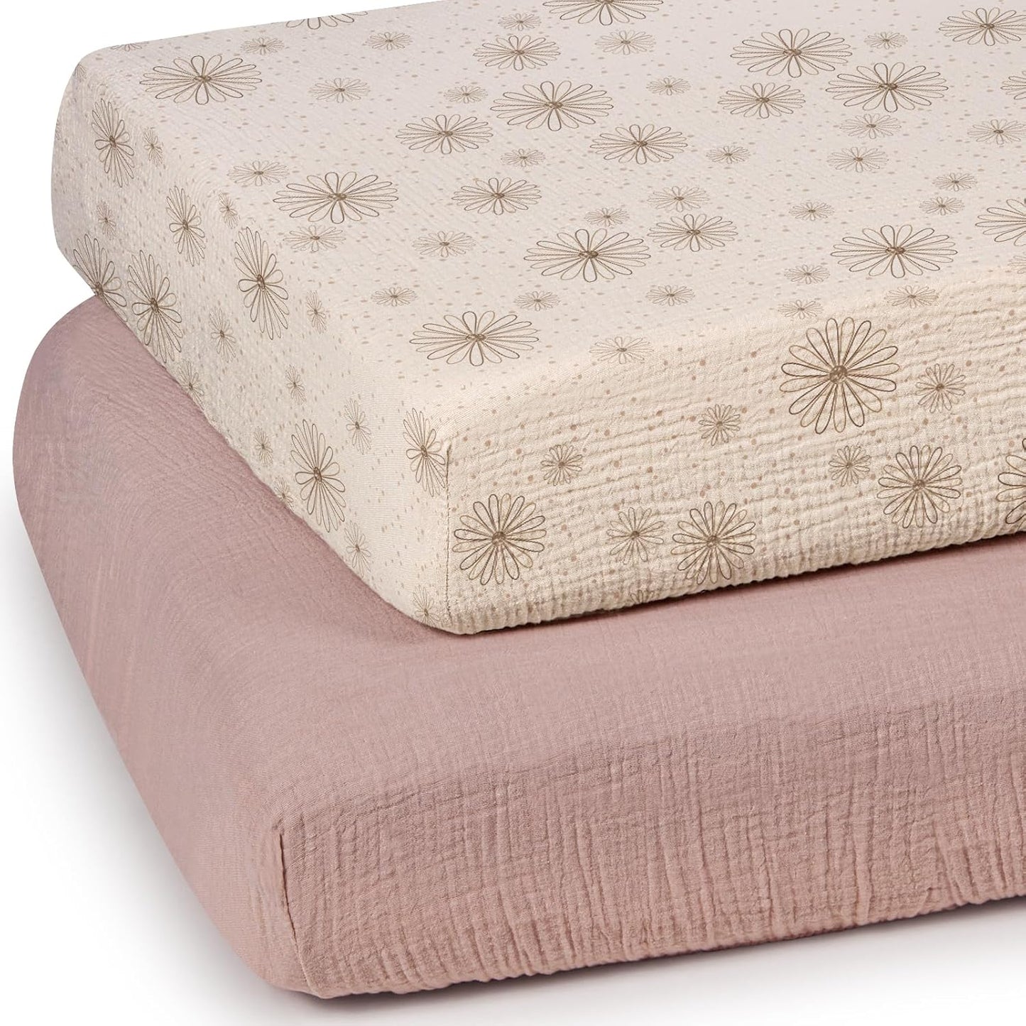 lulumoon Mini Crib Sheets Muslin: Soft Cotton Fitted Mini Crib Mattress Sheets for Boys and Girls