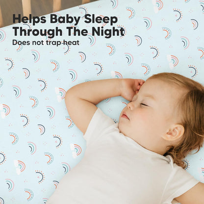 2-Pack Mini Crib Sheets Fitted - 38x26 Pack N Play Sheets for Pack and Play Mattress, Organic