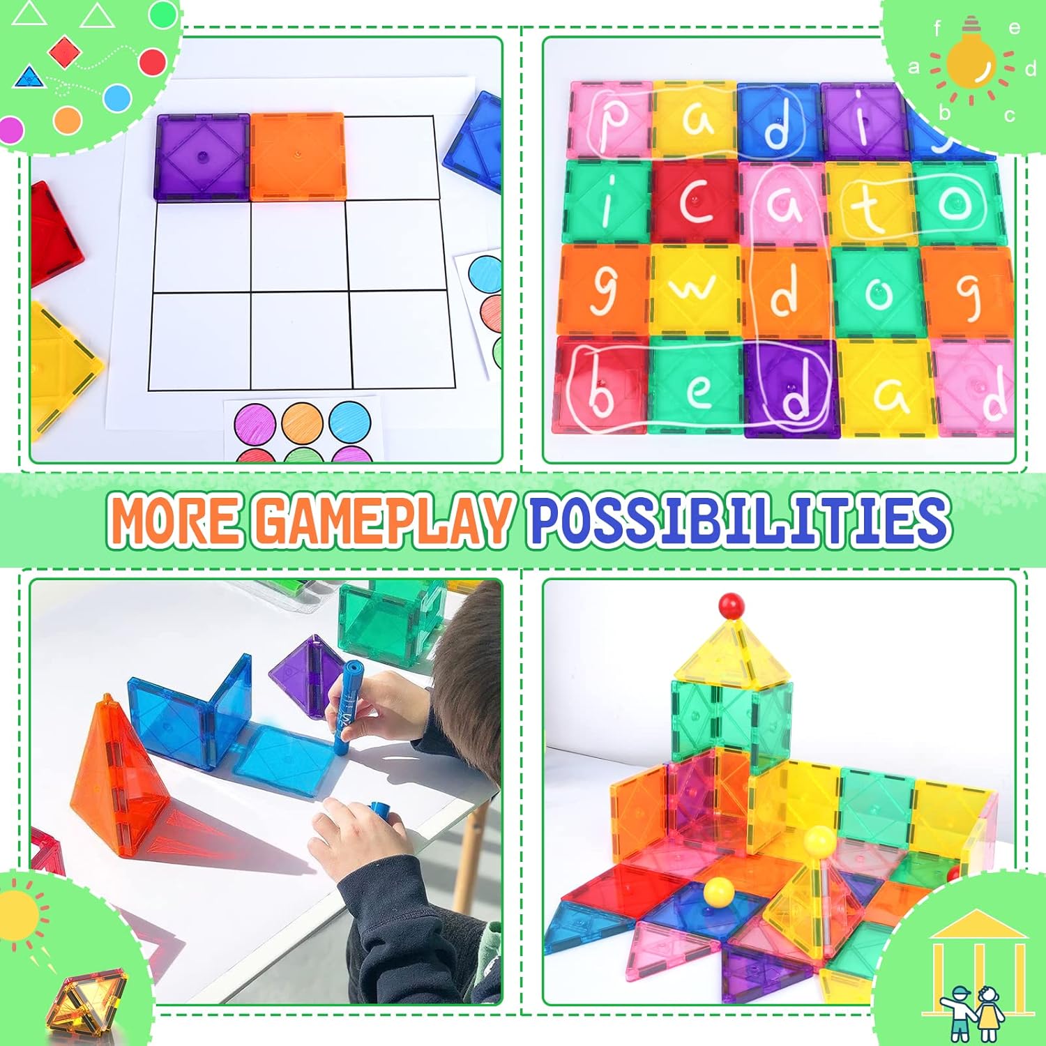 Magnetic Tiles Toddler Toys Games Sensory Toys for Toddlers 3-4 Magnetic Blocks for Kids Age 3-5