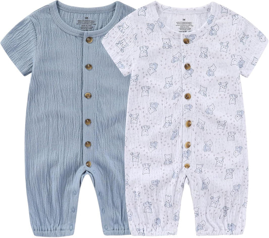 Baby Girl Romper Button Jumpsuit Summer Infant Boy Clothes for 0-24 Months