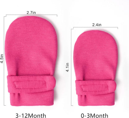 Newborn Baby No Scratch Mittens Stay On, 100% Cotton Breathable, Adjustable Infant Gloves for Baby Boys Girls Mittens