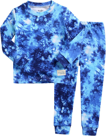 VAENAIT BABY 12M-12Y Toddler Kids Boys Girls 100% Cotton Marbling Tiedye Sung Fit Sleepwear Pajamas 2pcs Pjs Set