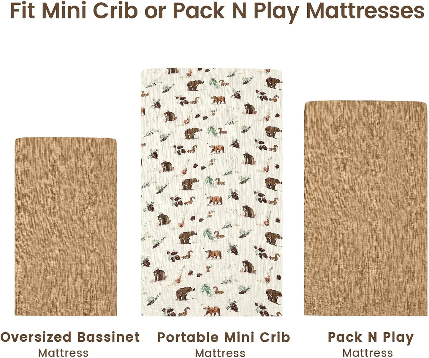 david's kids Muslin Mini Crib Sheets, 2 Pack Cotton Pack N Play Sheets for Boys Girls Neutral, Soft
