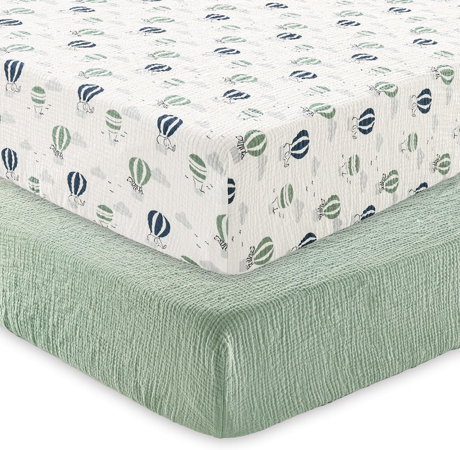 david's kids Muslin Crib Sheets for Boys Girls, 2 Pack 100% Cotton Soft Breathable Fitted Baby