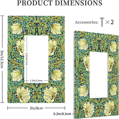Decorative Outlet Covers William Morris Vintage Floral Yellow Flowers Green Leaf 1 Gang Single Rocker Light Switch Cover Plate Wall Plates GFCI Faceplate for Bedroom living Room Decor