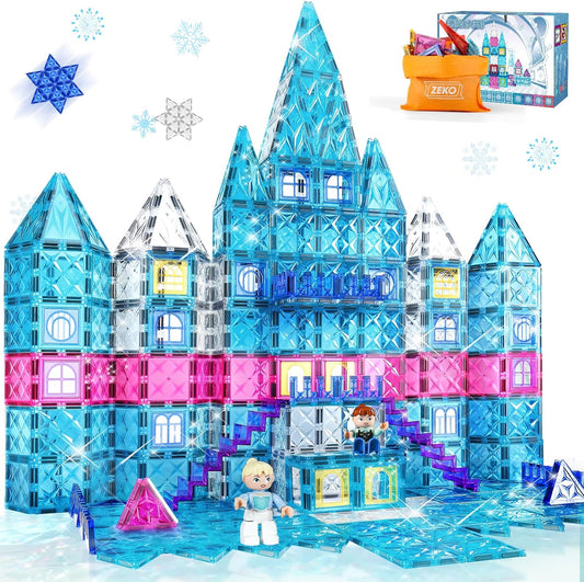 Magnetic Tiles, 80 Pcs Magnet 3D Building Blocks Toy for Ages 3+, Frozen Construction Playboards, Montessori Toys, STEM Toys Christmas Toy Gift for Kids Boys and Girls