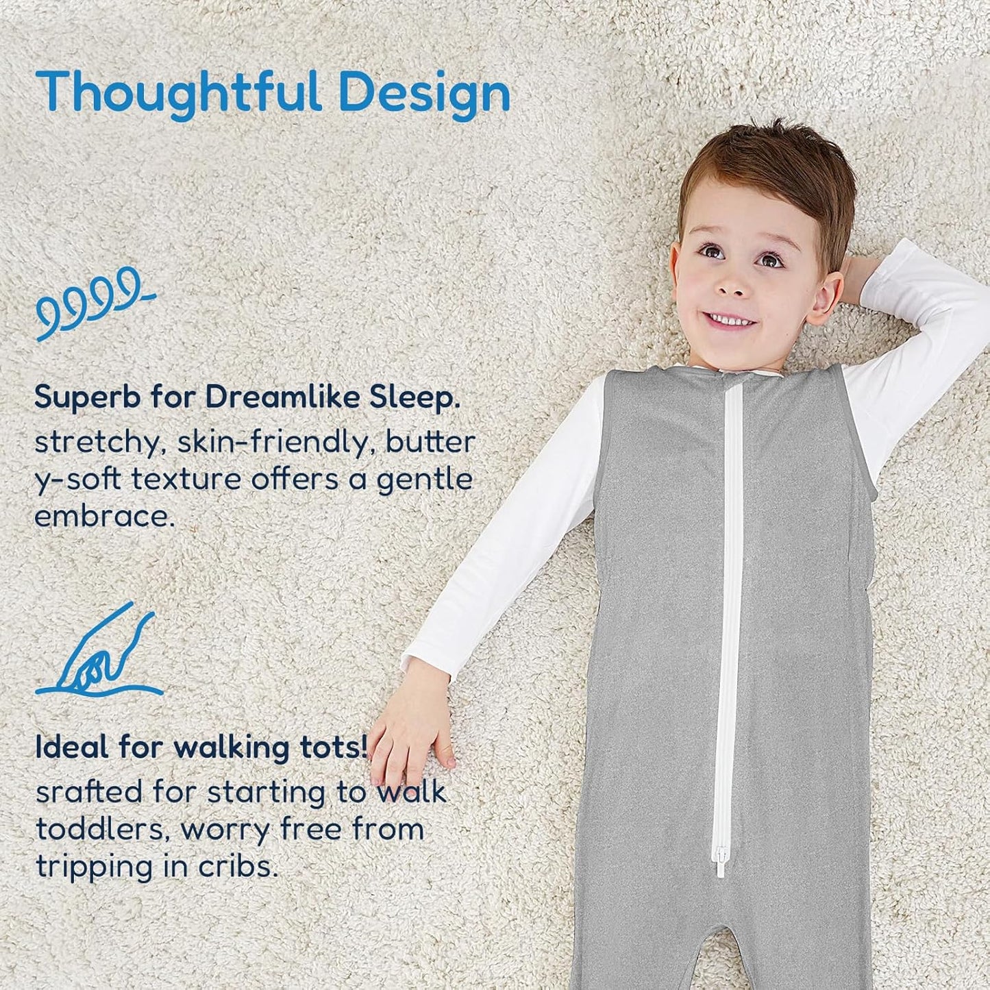 TotAha Toddler Sleep Sack with Legs, 0.5 TOG Light and Soft Baby Sleeping Bag, Walker Sleep Sack