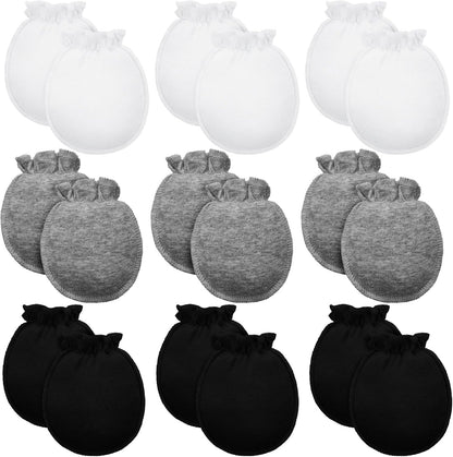 9 Pairs Newborn Baby Boys Girls Mittens 0-6 Months Infant Toddler Mittens No Scratch Solid Color Gloves