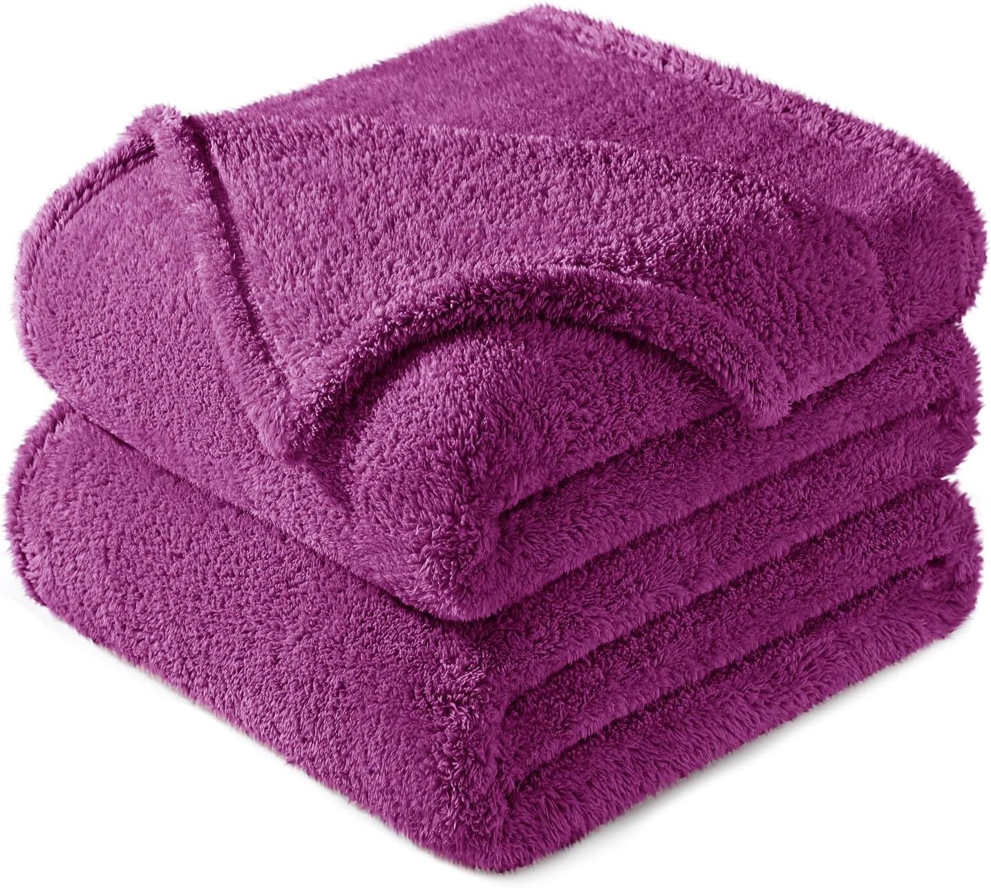 Exclusivo Mezcla Queen Size Flannel Fleece Blanket, Super Soft Velvet Plush Bed Blanket, Fuzzy Cozy and Warm for All Seasons, 90x90 Inches, Purple