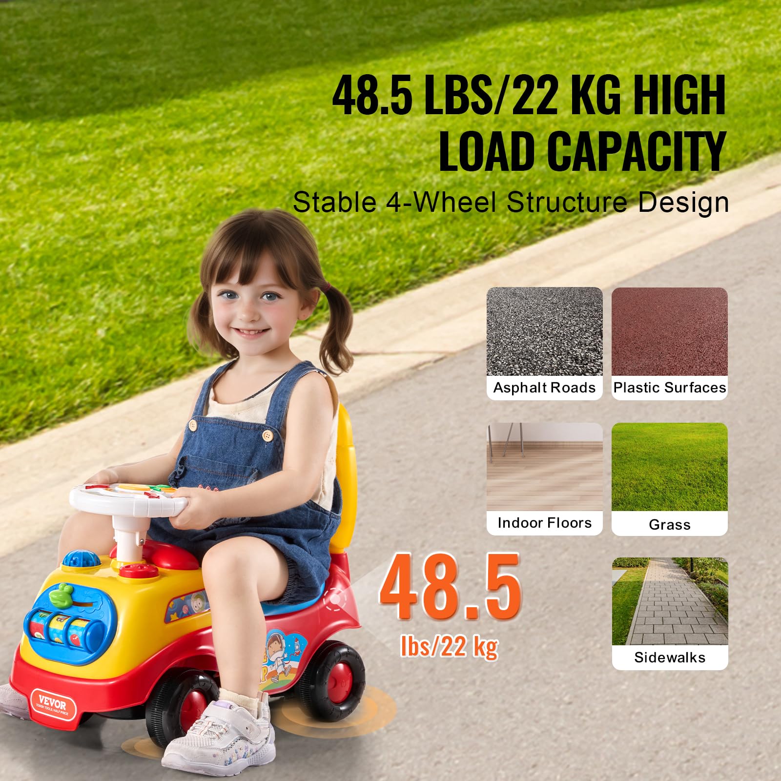 VEVOR Ride On Push Car for Toddlers, Ages 19+ Months, Ride Racer, Sit to Stand Toddler Ride On Toy