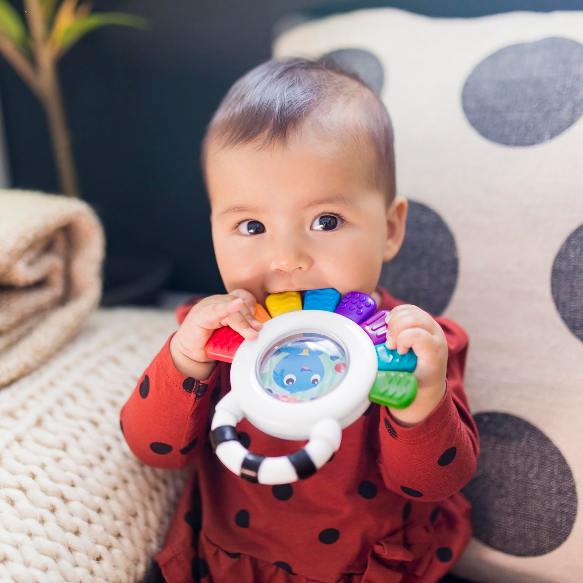 Baby Einstein Outstanding Opus The Octopus Sensory Rattle & Teether Multi-Use Toy, BPA Free &