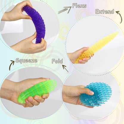 Fidget Worm Toy, 12*12CM 3D Elastic Fidget Toy Relieving Stress Boredom, Stress and Anxiety Relief Calming Fidgets Desk Toys for Adults,Ideal Gifts (Blue)