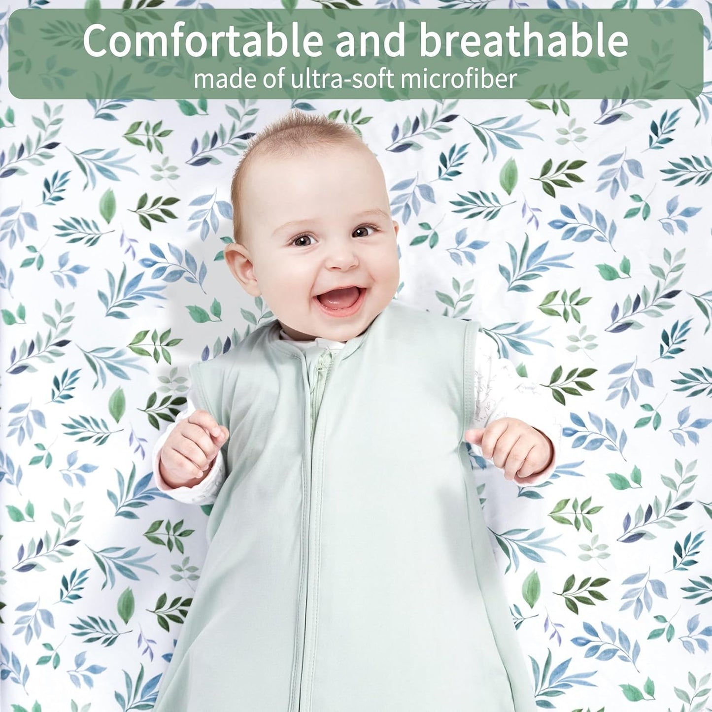 Baby Crib Sheets for Boys Girls, 2 Pack Fitted Crib Sheet for Standard Crib and Toddler Mattress