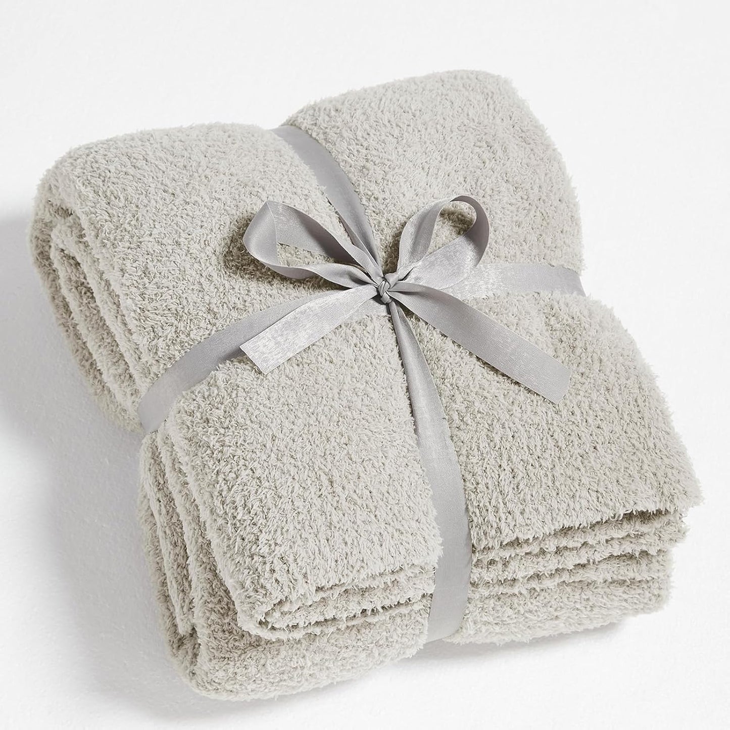 CYMULA Super Soft Knit Throw Blanket Twin Size Light Grey-Lightweight Plush Fuzzy Fluffy Warm Cozy