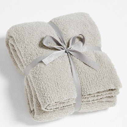 CYMULA Super Soft Knit Throw Blanket Twin Size Light Grey-Lightweight Plush Fuzzy Fluffy Warm Cozy