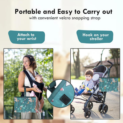 Portable Diaper Changing Pad for Baby - Waterproof Compact Changing Mat with Wrist Strap - Wipeable Travel Changing Pad for Diaper Bag - Gifts for Baby Shower by PHOEBUS BABY(Woods)