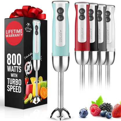 Zulay Immersion Stick Mixer Hand Blender - 800 Watts, Turbo Mode, 5-ft Power Electric Cord