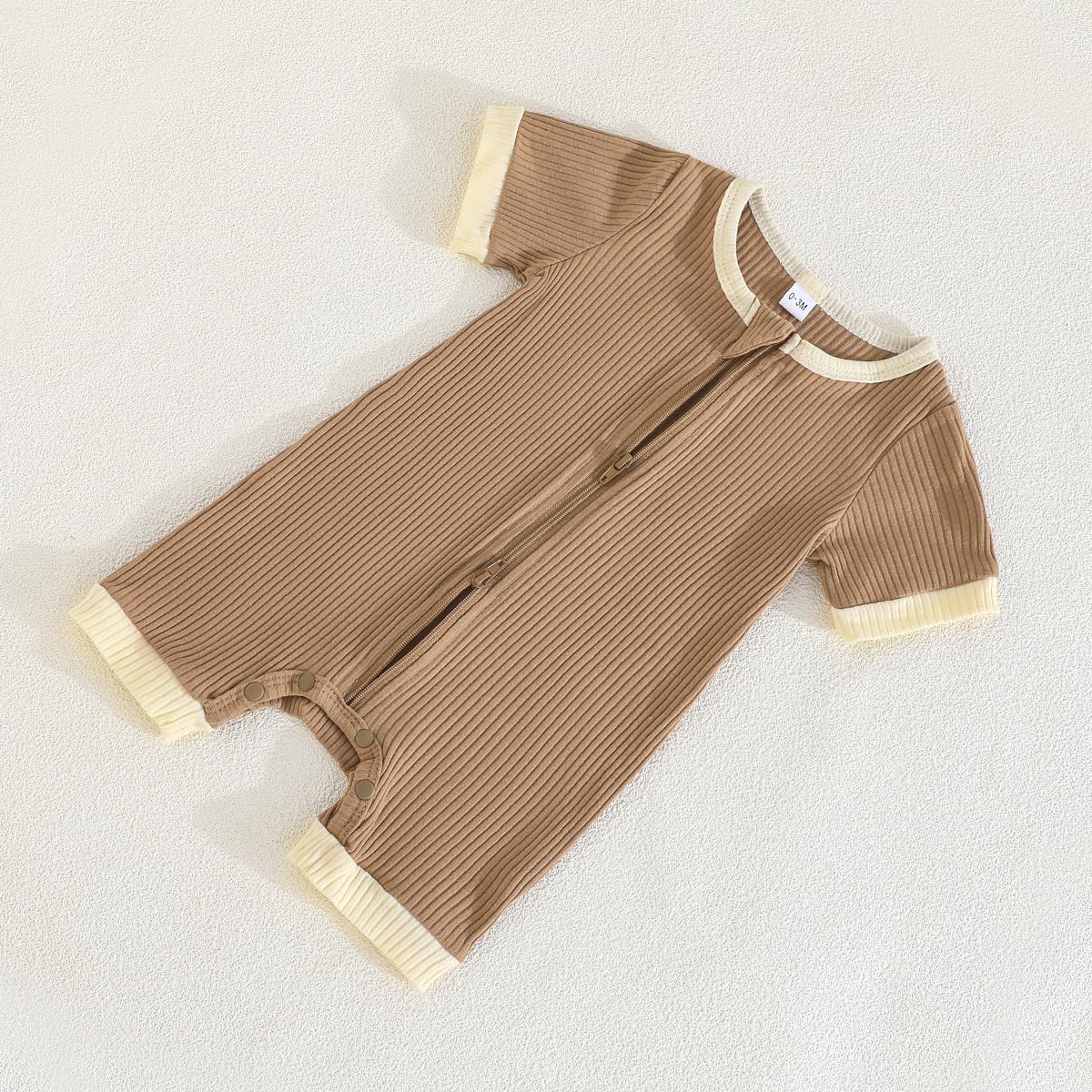 Bafeicao Unisex Baby Boy Girl 2 Pack Rompers Short Sleeve 2 Way Zipper One Piece Jumpsuits Clothes Sets