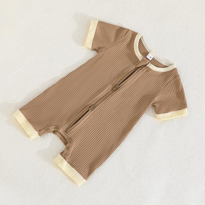 Bafeicao Unisex Baby Boy Girl 2 Pack Rompers Short Sleeve 2 Way Zipper One Piece Jumpsuits Clothes Sets