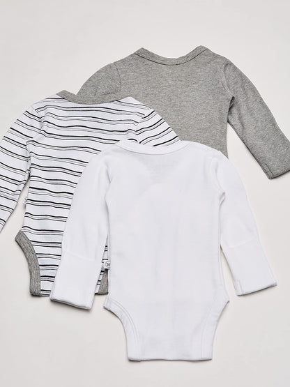 HonestBaby unisex-baby 3-pack Long Sleeve Side-snap Kimono Bodysuits Organic Cotton for Infant Baby Boys, Girls, Unisex
