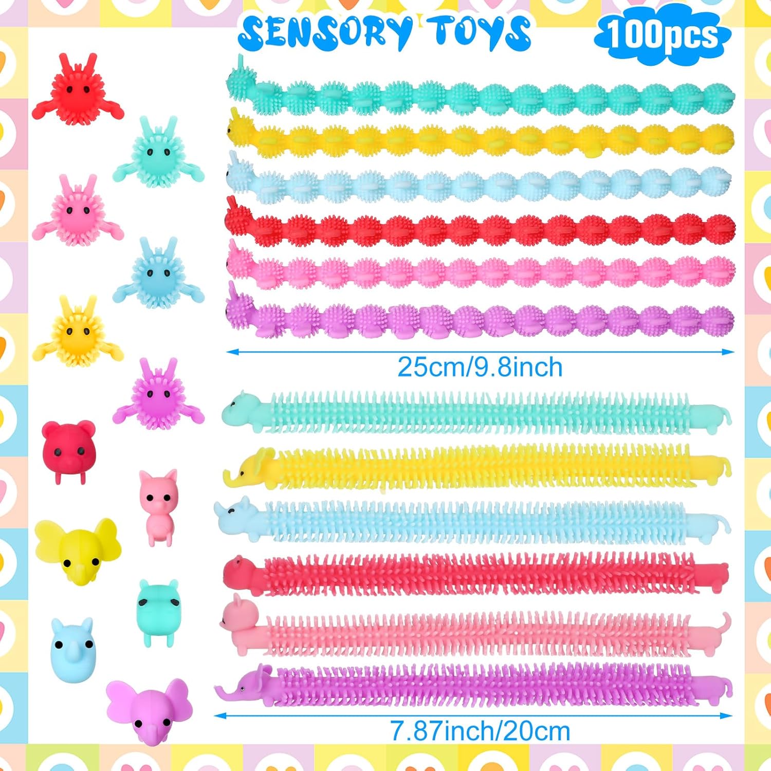 Chivao Bulk Stretchy String Fidget Toys Animal Sensory Toys Pack Worm Sensory Stress Fidget Toys