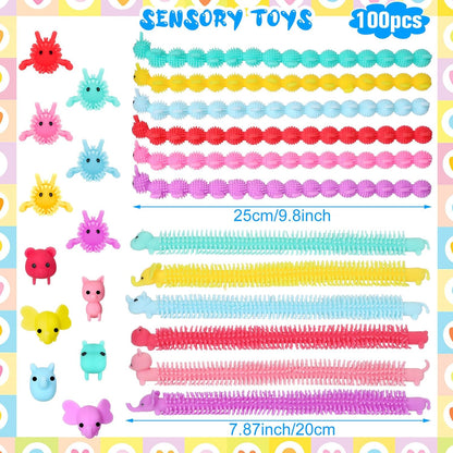 Chivao Bulk Stretchy String Fidget Toys Animal Sensory Toys Pack Worm Sensory Stress Fidget Toys