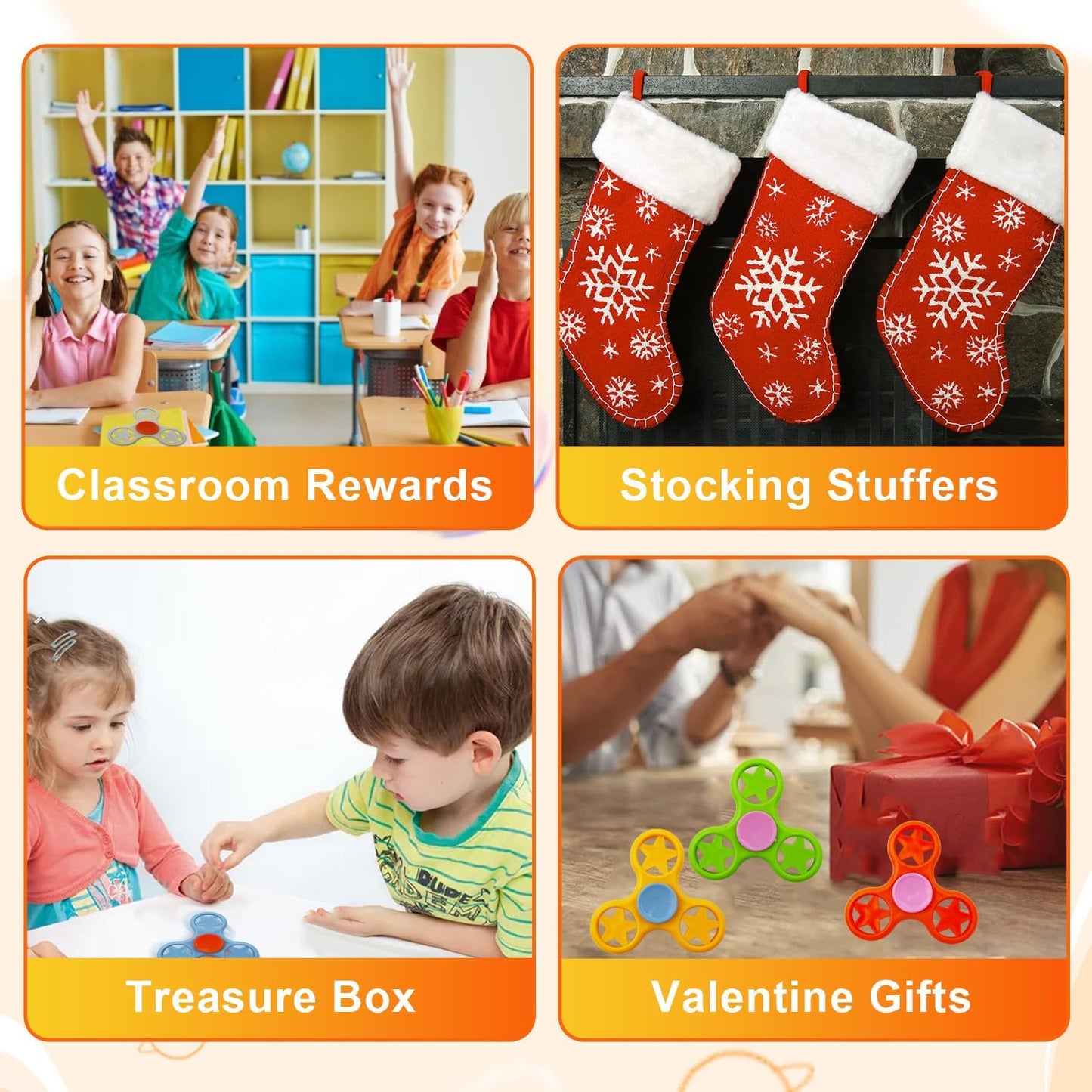 Fidget Spinner Fidget Toys 24 Pack,Party Favors Supplies Birthday Gifts Goodie Bags Stuffers for Kids Adults,Sensory Toys for Anxiety ADHD Stress Relief,Carnival Treasure Box Toys Classroom Prizes