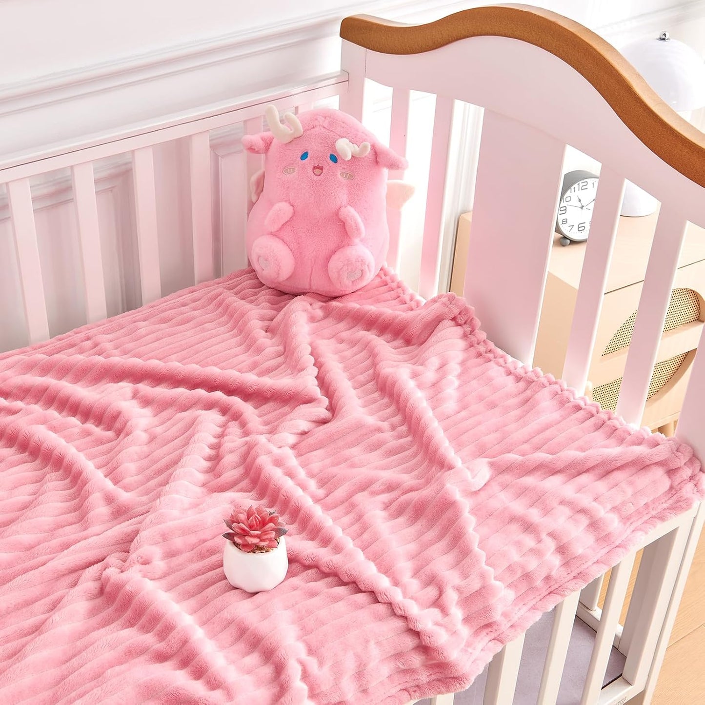 Soft Fleece Baby Blanket Ultra Cozy Pink Baby Blankets for Girls Warm and Lightweight Infant