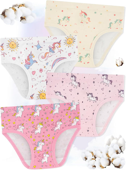 Girls' Underwear,Soft Cotton Tagless Panties for Toddlers' & Little Kids Comfort,Breathable Briefs,8-Pack