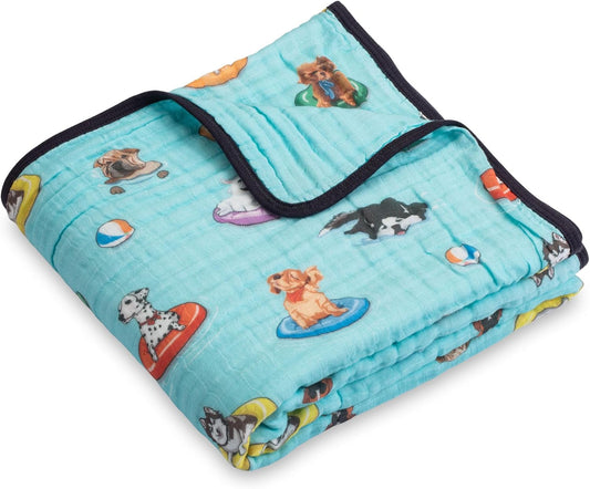 LollyBanks Muslin Blanket 100% Organic Cotton, Summer Muslin Quilt Lightweight, 6 Layers Baby